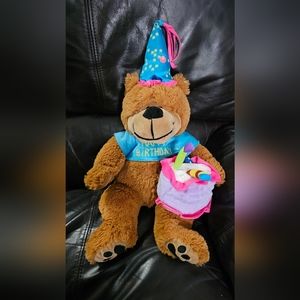 Happy Birthday 14 inch Musical Teddy bear. CAKE plays music when pressed!